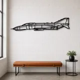 Insegna in metallo silhouette aereo F-4 Phantom, Silhouette di aerei in metallo, Decorazione murale di aviazione, Decorazione per aviatori