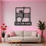 Personalized Volleyball Player Metal Wall Art with Spike Pose