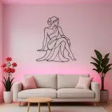 Seated Side Glance Metal Wall Art | Feminine Figure Wall Decor