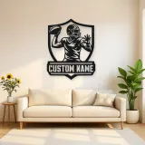 Personalized Quarterback Passing Shield Metal Wall Art