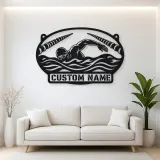 Personalized Freestyle Swimmer Metal Wall Art with Pool Lanes
