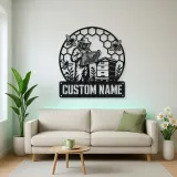 Personalized Beekeeper Honeycomb Frame and Hive Metal Wall Art