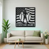 Personalized Female Softball Player Bat on Shoulder Metal Wall Art