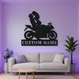 Personalized Lifted Couple Sport Motorcycle Metal Wall Art