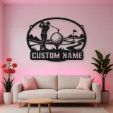 Personalized Golfer Metal Wall Art with Fairway Scene