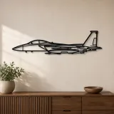 Silhouette di aereo F-15 Strike Eagle in metallo, Insegna in metallo per aerei, Decorazione da parete aviatore