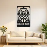 Personalized Firefighter Crest Metal Wall Art with Axes
