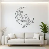 Crescent Reclining Figure Metal Wall Art | Celestial Woman Wall Decor