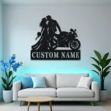 Personalized Biker Wedding Motorcycle Metal Wall Art