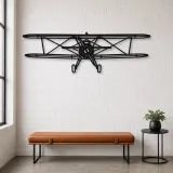 Silhouette d'avion Stearman Front en métal, Décoration murale en métal, Décor aéronautique, Décor d'aviation