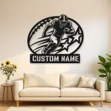 Personalized Running Back Stars and Speed Lines Metal Wall Art