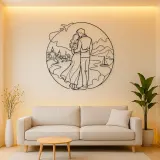 Travel Lovers Pose Metal Wall Art | Romantic Couple Decor