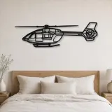 Insegna in metallo silhouette elicottero H145, Decorazione per la casa, Regalo di compleanno, Silhouette aereo