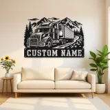 Personalized Refrigerated Semi Truck Mountain Metal Wall Art