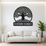 Personalized Family Tree Metal Wall Art with Heart Details