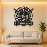 Personalized Number 54 Football Player Flame Metal Wall Art
