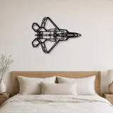 Insegna in metallo silhouette aereo F-22 Raptor Top, Silhouette di aerei in metallo, Decorazione murale di aviazione, Decorazione per aviatori