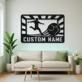 Personalized Soccer Player Metal Wall Art with Stadium