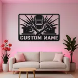 Personalized Welder Metal Wall Art with Torch and Hammer