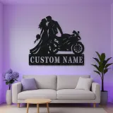 Personalized Biker Wedding Motorcycle Metal Wall Art
