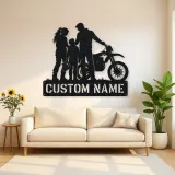 Personalized Dirt Bike Family with Helmets Metal Wall Art