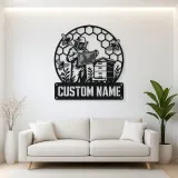 Personalized Beekeeper Honeycomb Frame and Hive Metal Wall Art