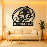 Personalized Running Back Stars and Speed Lines Metal Wall Art