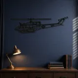 Silhouette en métal du UH-1N Huey, Décoration murale en métal, Décor aéronautique, Décorateur aviateur