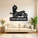 Personalized Cafe Racer Couple Metal Wall Art