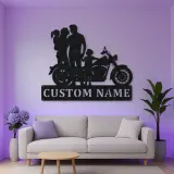 Personalized Classic Motorcycle Family with Toddler Metal Wall Art