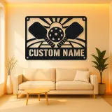 Personalized Pickleball Metal Wall Art with Sunrise Court