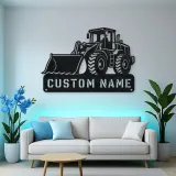 Personalized Large Wheel Loader Low Bucket Metal Wall Art