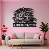 Personalized Highway Ambulance Heartbeat Metal Wall Art