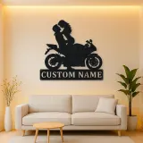 Personalized Lifted Couple Sport Motorcycle Metal Wall Art