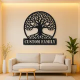 Personalized Family Tree Metal Wall Art with Heart Details