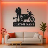 Personalized Dual Sport Motorcycle Couple Metal Wall Art