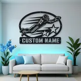 Personalized Number 87 Diving Receiver Stars Metal Wall Art