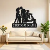 Personalized Scooter Family of Four Metal Wall Art
