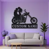 Personalized Chopper Couple Metal Wall Art