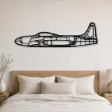 Insegna in metallo silhouette aereo T33, Silhouette aereo in metallo, Decorazione parete aviazione, Decorazione per aviatori