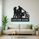 Personalized Dirt Bike Family with Helmets Metal Wall Art