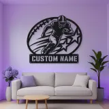 Personalized Running Back Stars and Speed Lines Metal Wall Art