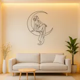 Crescent Moon Woman Metal Wall Art | Celestial Woman Wall Decor