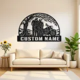 Personalized Grandparents Grandchildren Motorcycle Metal Wall Art