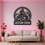 Personalized ATV Quad Rider Metal Wall Art with Mountain Trail