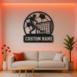 Personalized Soccer Player Metal Wall Art with Goal Scene