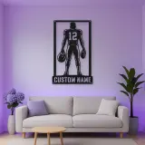 Personalized Number 12 Football Player Back View Metal Wall Art