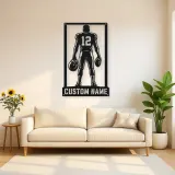 Personalized Number 12 Football Player Back View Metal Wall Art
