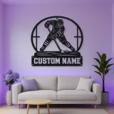 Personalized Ice Hockey Player Metal Wall Art