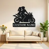 Personalized Two Rider Motorcycle Couple Metal Wall Art